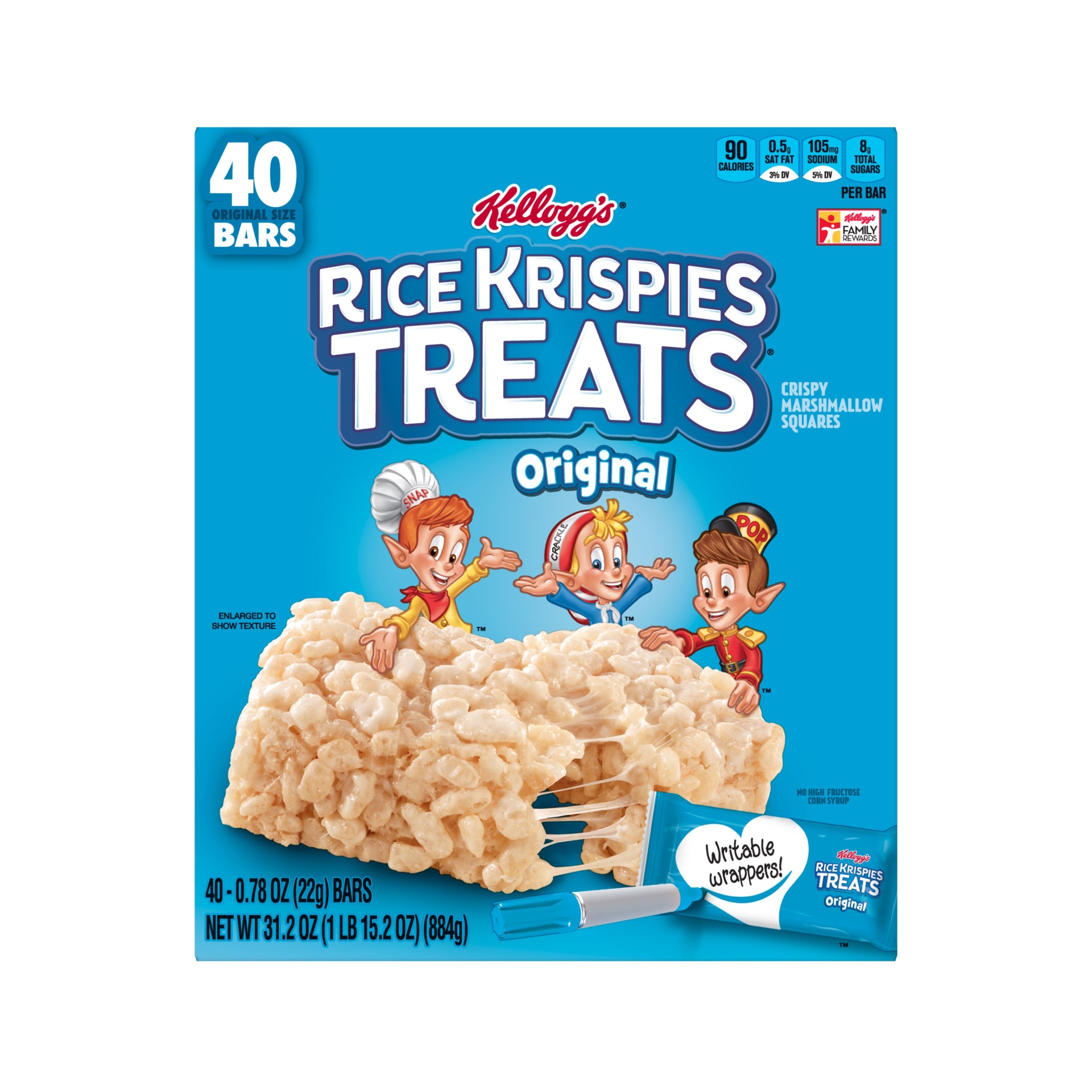 slide 3 of 7, Rice Krispies Treats Original Marshmallow Snack Bars, 31.2 oz