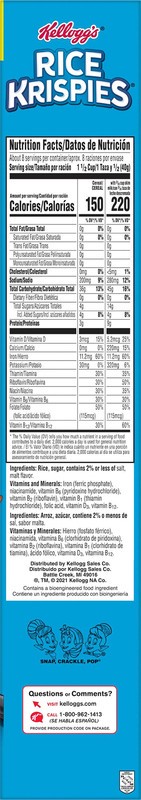 slide 3 of 5, Rice Krispies Kellogg's Rice Krispies Cold Breakfast Cereal Original, 12 oz, 12 oz