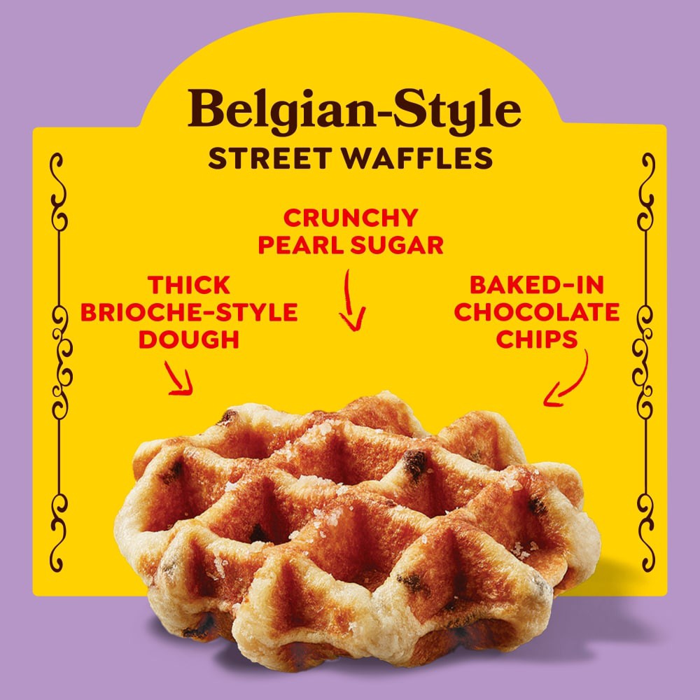 slide 3 of 6, Eggo Kellogg's Eggo Chocolate Chip Frozen Belgian-Style Street Waffles, 7.76 oz