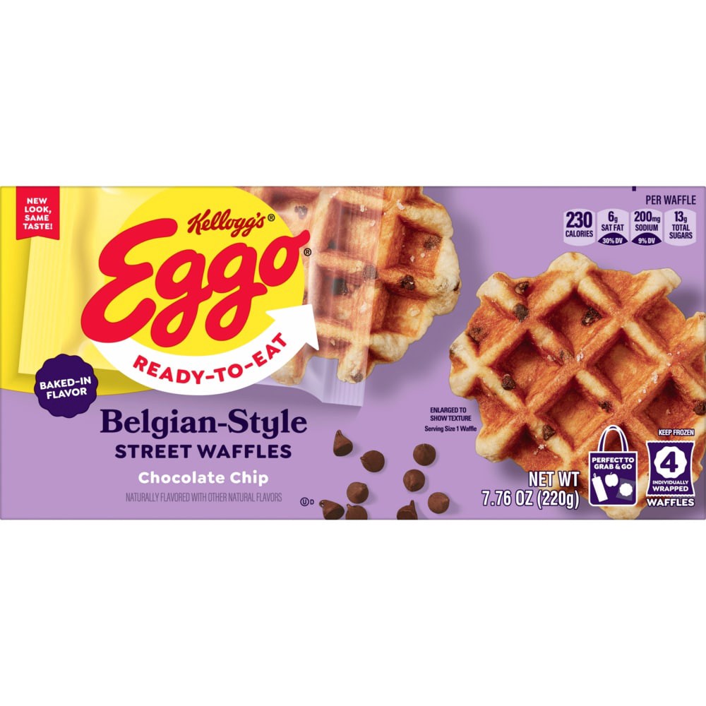 slide 5 of 6, Eggo Kellogg's Eggo Chocolate Chip Frozen Belgian-Style Street Waffles, 7.76 oz