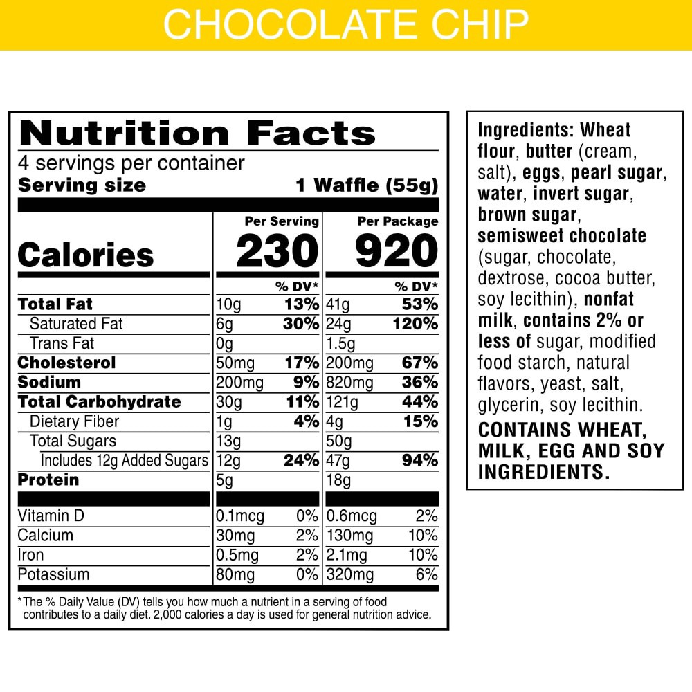 slide 4 of 6, Eggo Kellogg's Eggo Chocolate Chip Frozen Belgian-Style Street Waffles, 7.76 oz