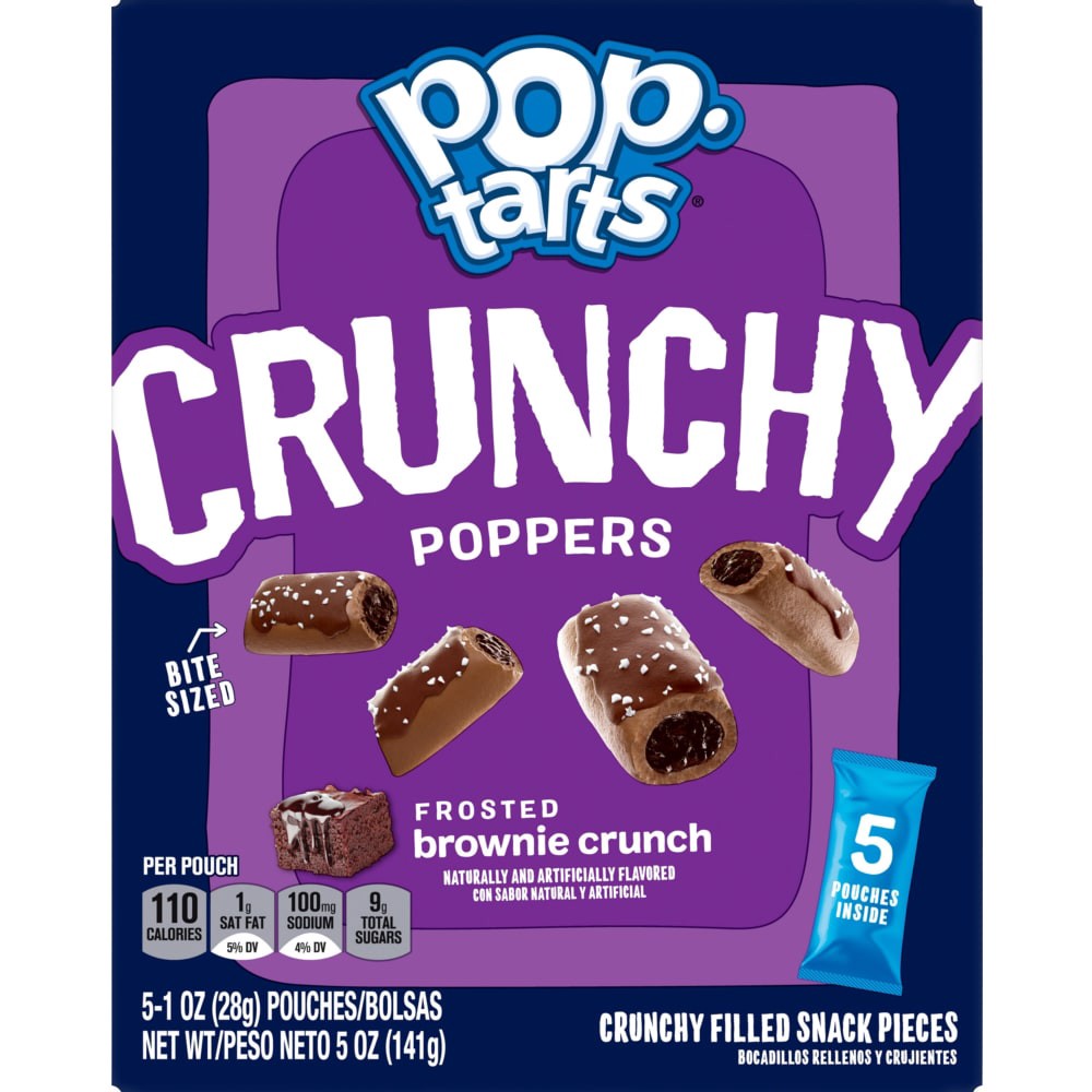 slide 5 of 6, Pop-Tarts Crunchy Poppers Crunchy Filled Snack Pieces, Kids Snacks, On-the-Go Snacks, Frosted Brownie Crunch, 5oz Box, 5 Pouches, 5 oz