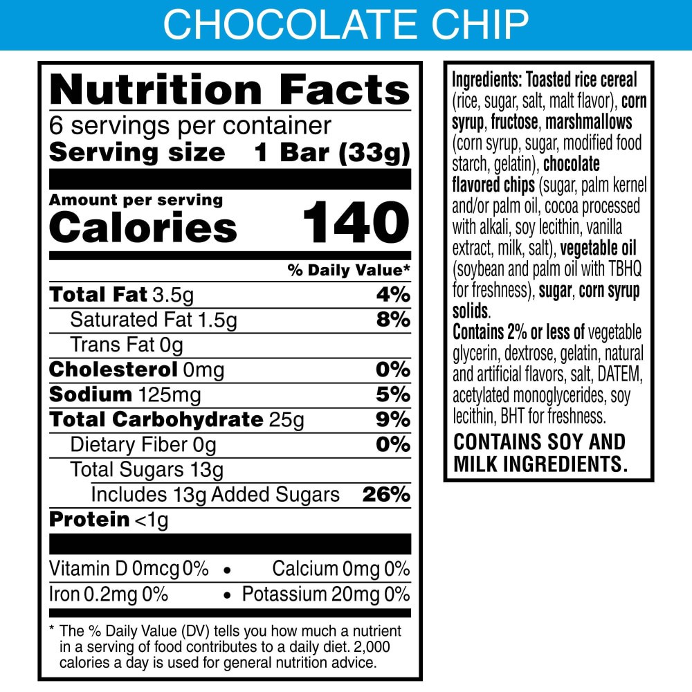 slide 4 of 6, Rice Krispies Treats Homestyle Chocolatey Chip Crispy Marshmallow Squares, 6 ct
