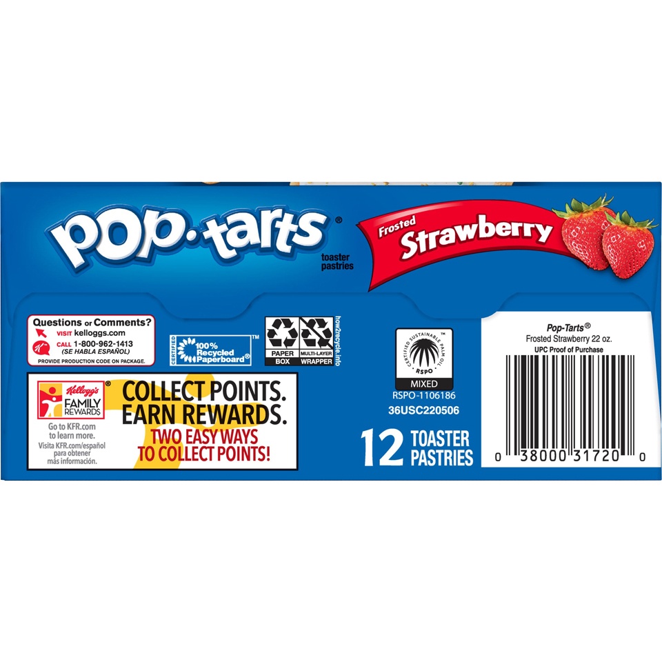 slide 4 of 5, Kellogg's Pop-Tarts Toaster Pastries, Breakfast Foods, Baked in the USA, Frosted Strawberry, 12 ct