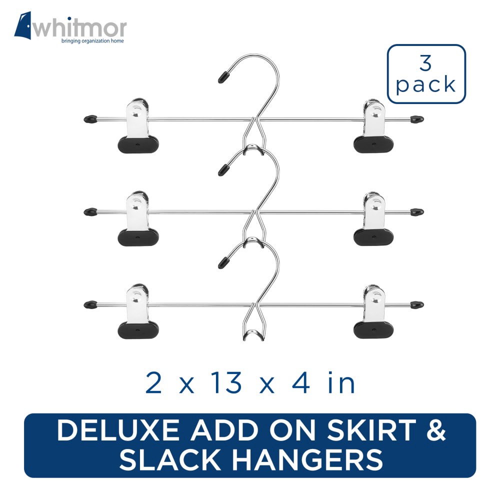 slide 2 of 2, Whitmor Deluxe Add-On Skirt/Slank Hangers - Set Of 3 - Chrome, 1 ct