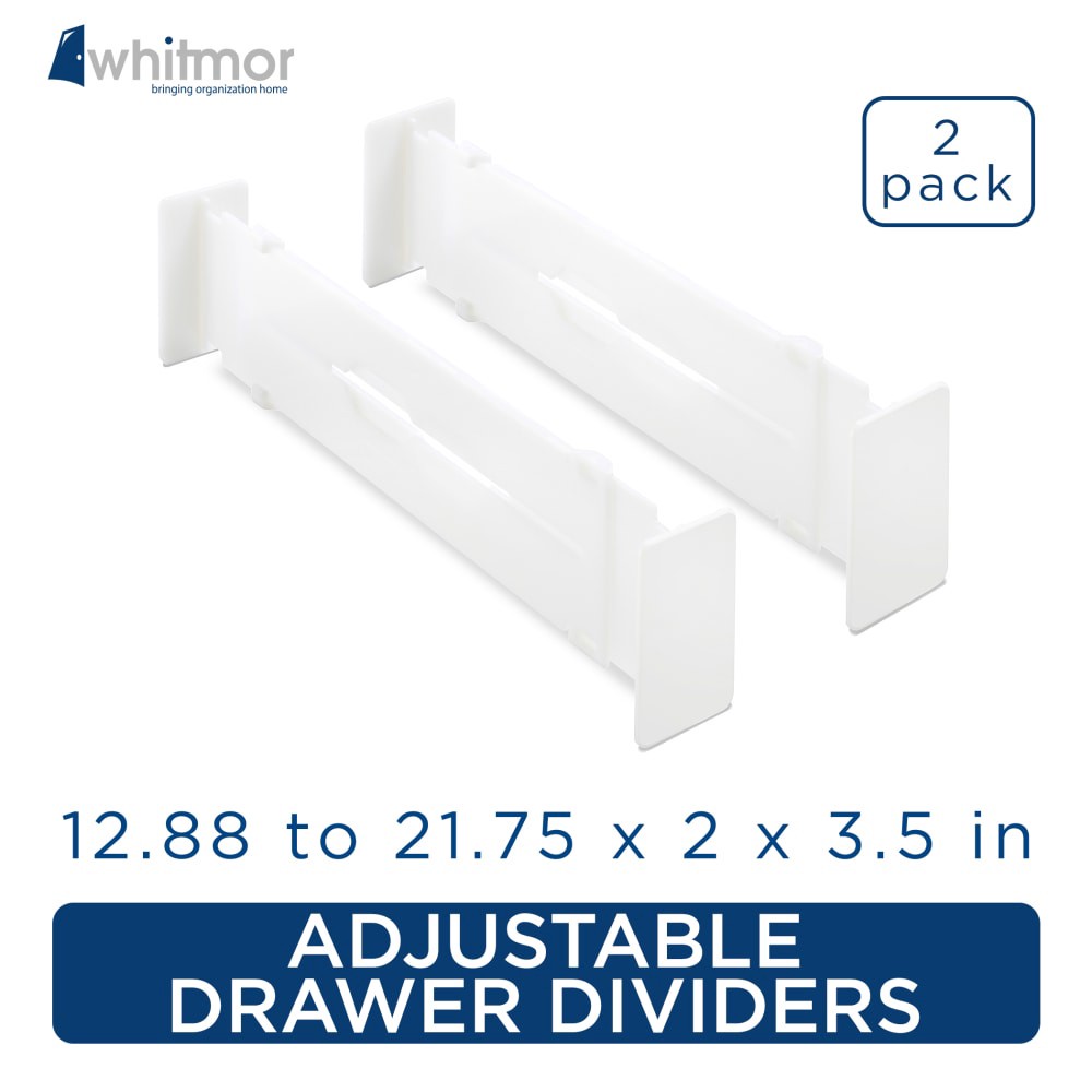 slide 2 of 3, Whitmor Adjustable Drawer Dividers - Set Of 2, 12.85 x 21.75 x 2 x 3.5 i