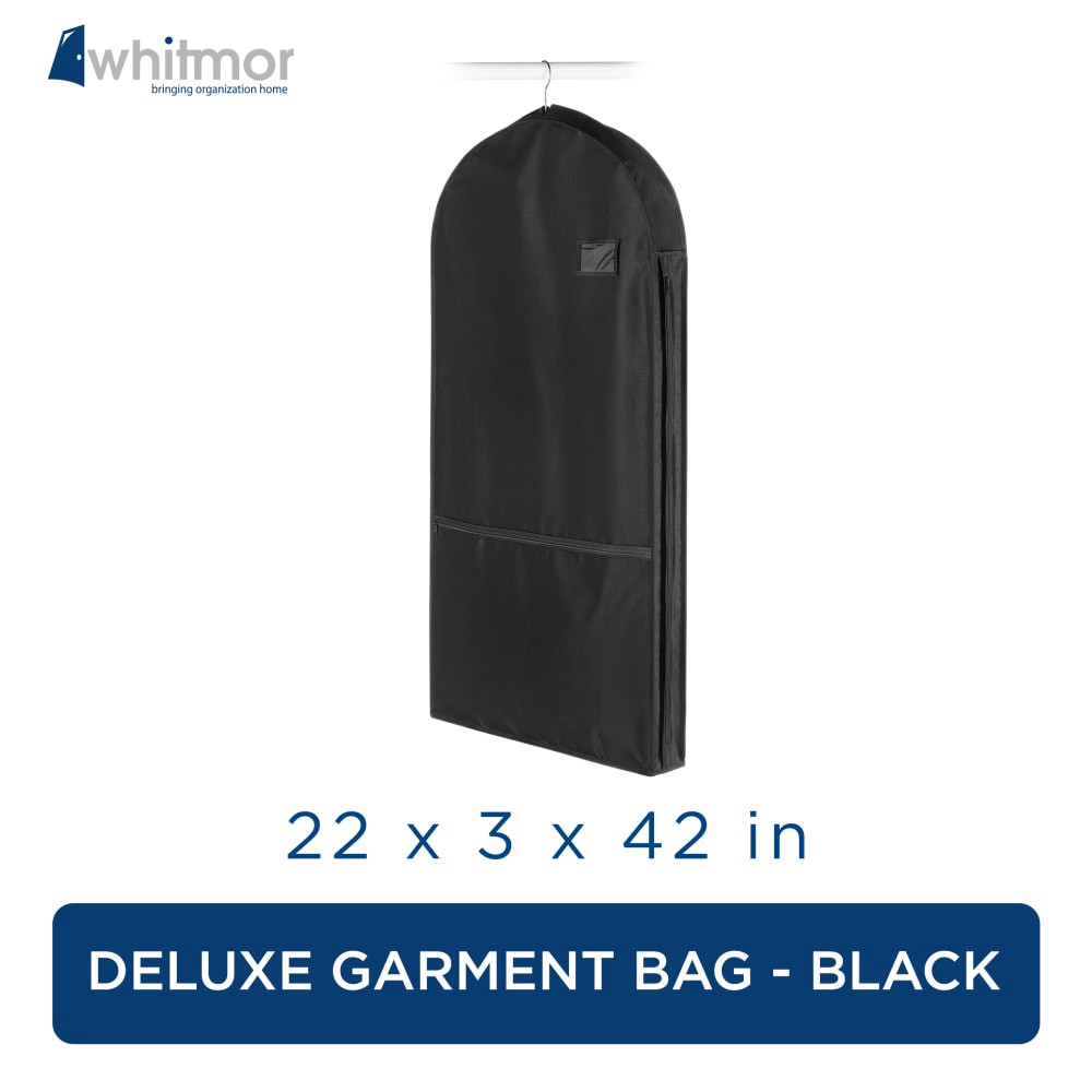 slide 2 of 3, Whitmor Deluxe Garment Bag with Pocket - Black, 1 ct
