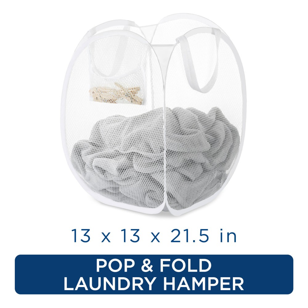 slide 2 of 2, Whitmor Pop & Fold White Laundry Hamper 1 ea, 1 ct