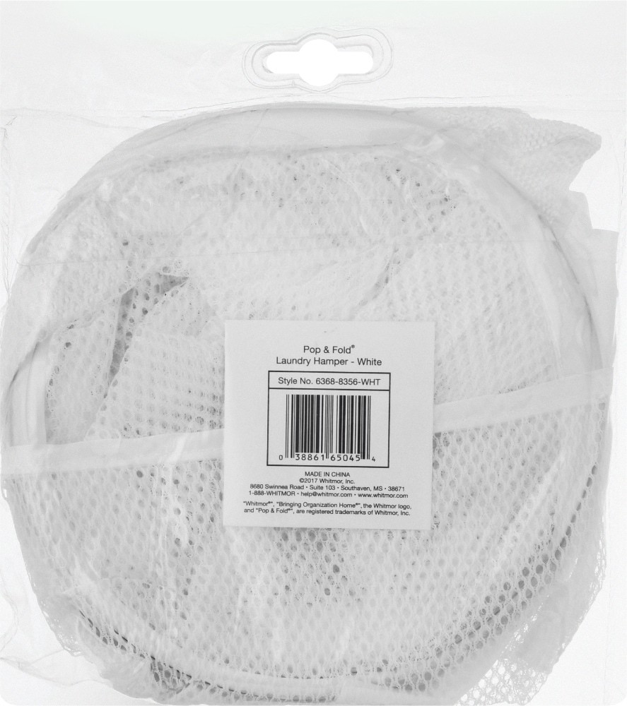 slide 3 of 3, Whitmor Pop & Fold White Laundry Hamper 1 ea, 1 ct