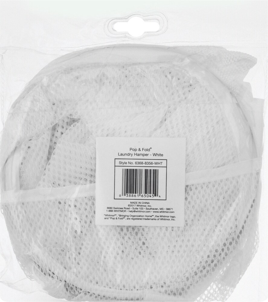 slide 3 of 3, Whitmor Pop & Fold White Laundry Hamper 1 ea, 1 ct