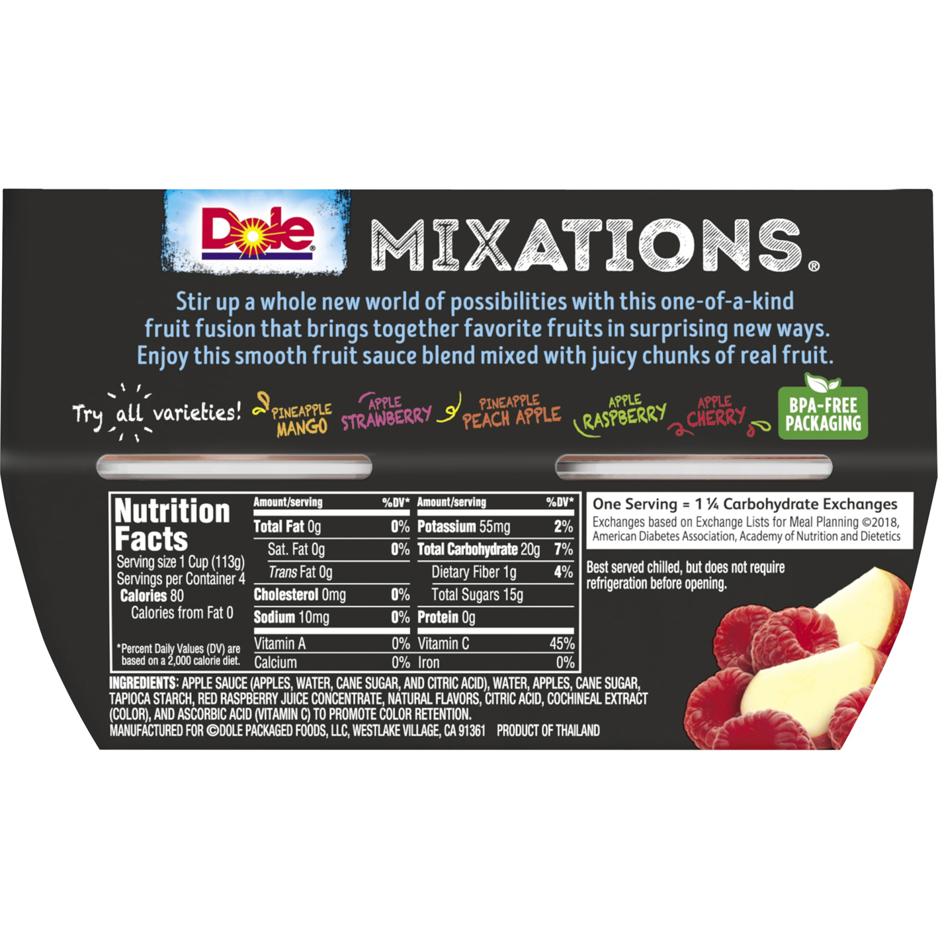 slide 6 of 8, Dole Mixations Apple Raspberry Fruit Cups, 4 ct; 4 oz