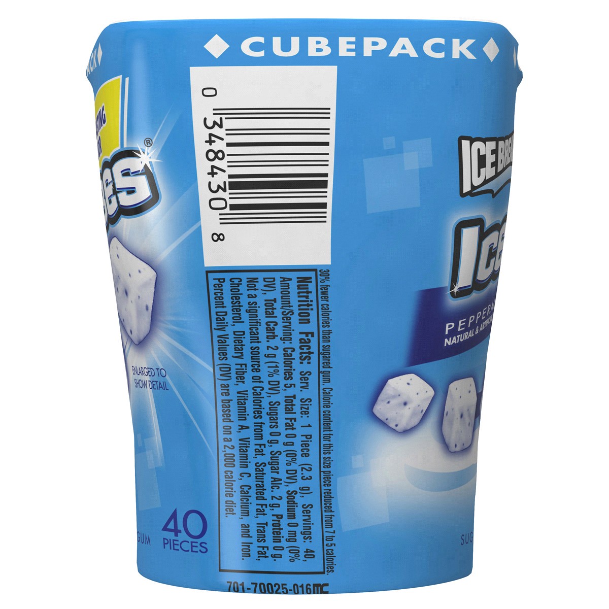 slide 4 of 4, ICE BREAKERS Ice Cubes Peppermint Flavored Sugar Free Chewing Gum Bottle, 3.24 oz (40 Pieces), 6 ct