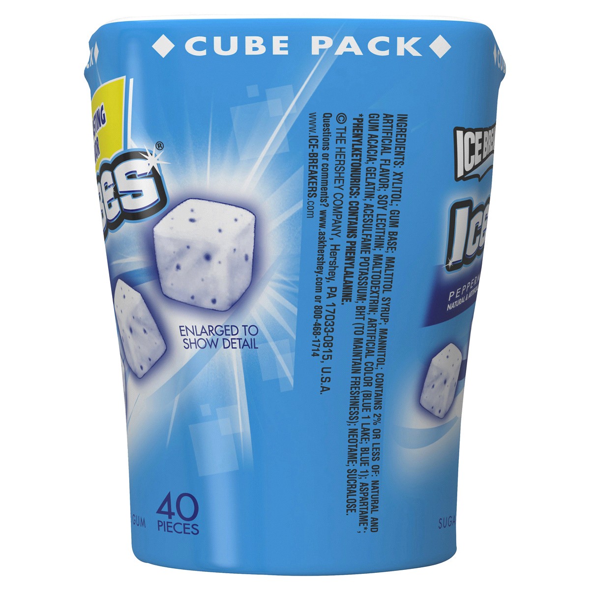 slide 3 of 4, ICE BREAKERS Ice Cubes Peppermint Flavored Sugar Free Chewing Gum Bottle, 3.24 oz (40 Pieces), 6 ct