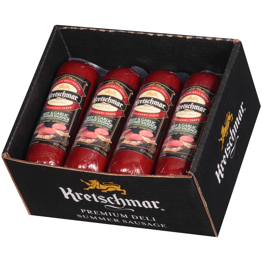 slide 3 of 5, Kretschmar Premium Deli Beef & Garlic Smoked Summer Sausage - 14 Oz, 14 oz