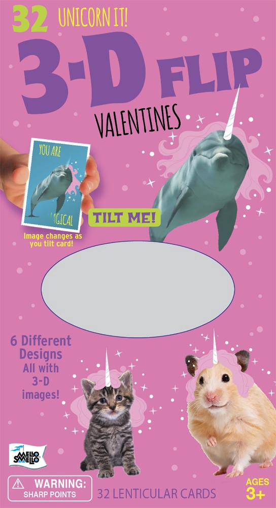 slide 1 of 1, Mello Smello Unicorn It 3D-Flip Valentine's Card Kit, 32 ct