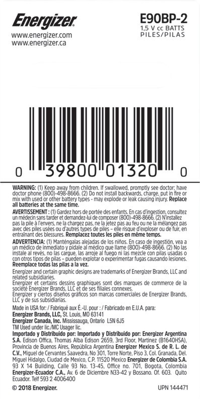 slide 2 of 2, Energizer N Batteries, 2 Pack, 2 ct