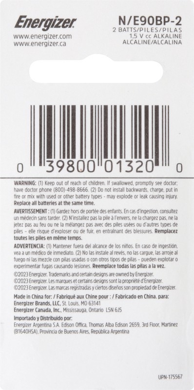 slide 4 of 4, Energizer N Batteries, 2 Pack, 2 ct