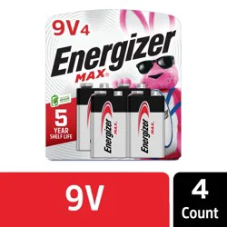 Energizer MAX 9V Batteries (4 Pack), 9 Volt Alkaline Batteries