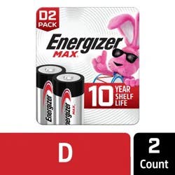 Energizer MAX D Batteries (2 Pack), D Cell Alkaline Batteries