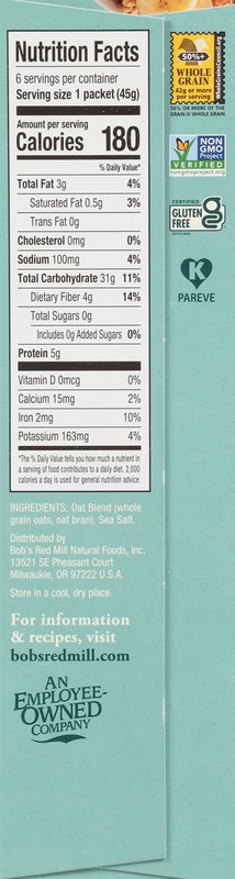 slide 5 of 5, Bob's Red Mill Classic Instant Oatmeal 6 - 1.59 oz Packets, 6 ct