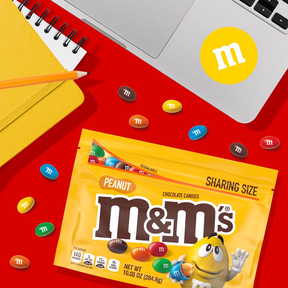 slide 2 of 2, M&M'S Peanut Milk Chocolate, Sharing Size, 10.05 oz Resealable Bag, 10.05 oz
