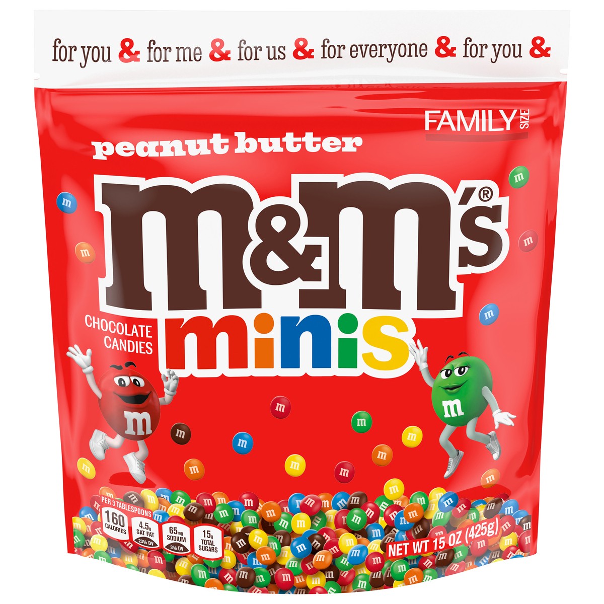 slide 7 of 12, M&M'S Minis Peanut Butter Candy, Family Size, 15 Oz Bulk Resealable Bag, 15 oz
