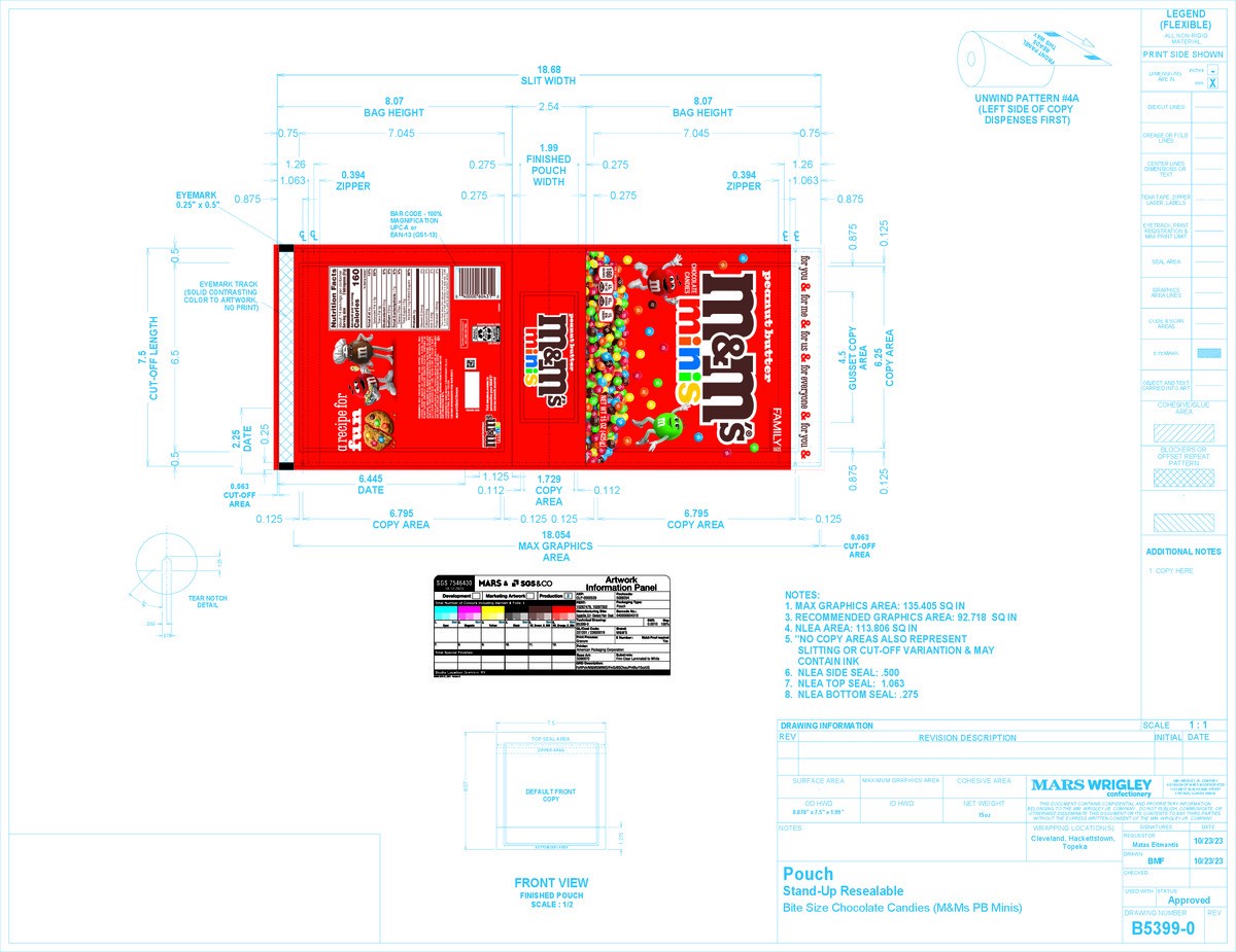 slide 10 of 12, M&M'S Minis Peanut Butter Candy, Family Size, 15 Oz Bulk Resealable Bag, 15 oz