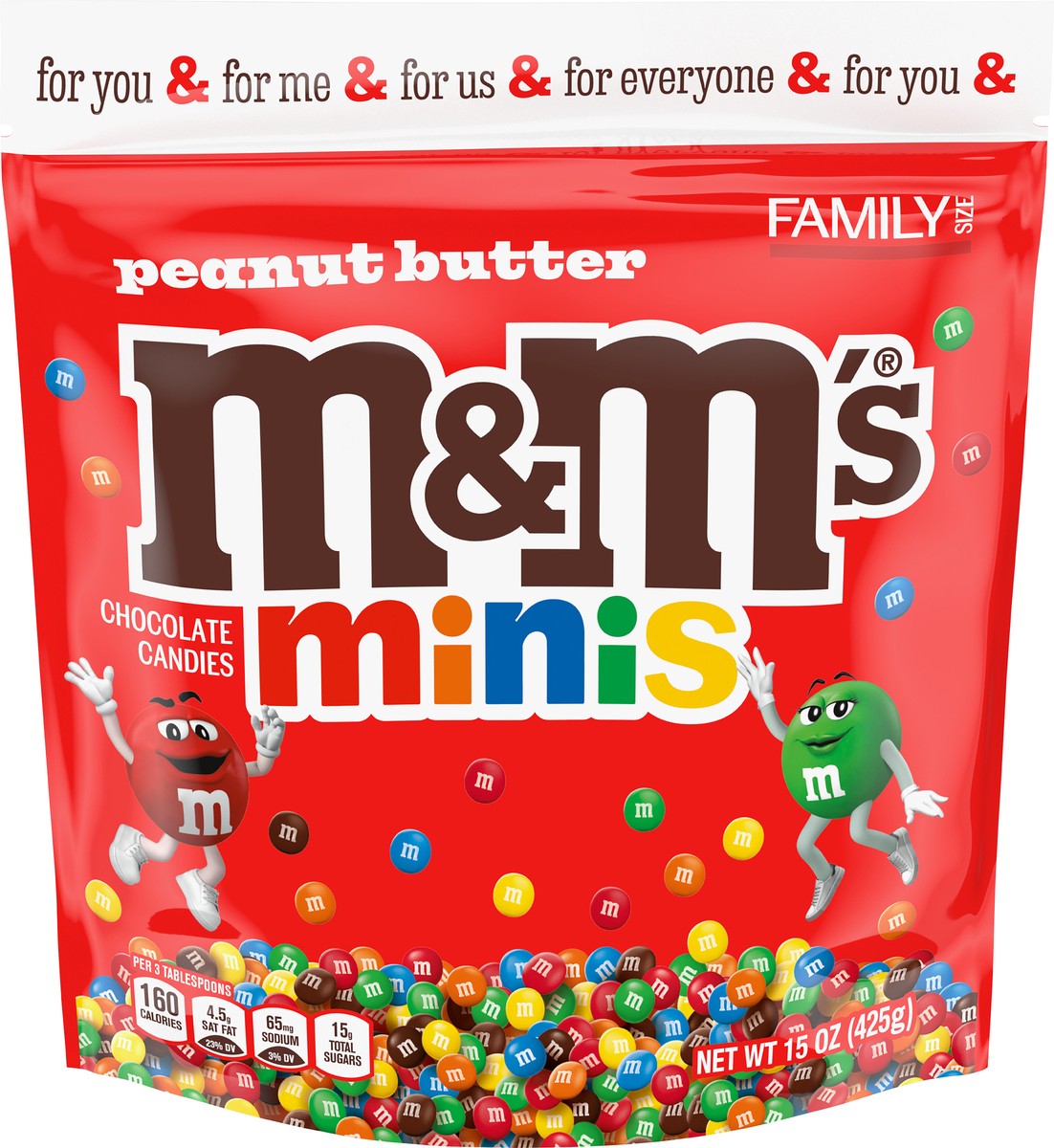 slide 8 of 12, M&M'S Minis Peanut Butter Candy, Family Size, 15 Oz Bulk Resealable Bag, 15 oz