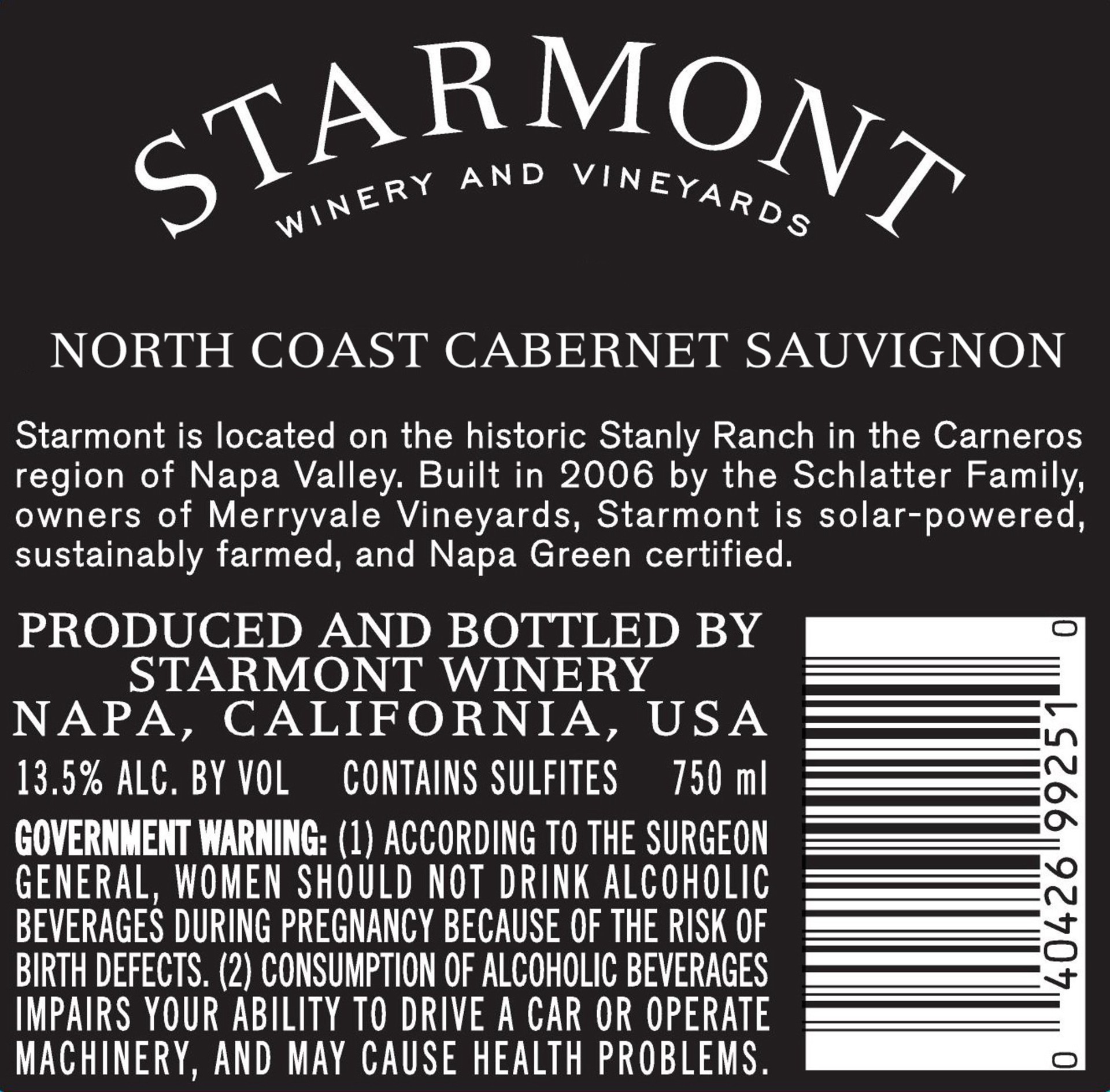 slide 4 of 5, Starmont Winery and Vineyards Cabernet Sauvignon 750 ml, 750 ml