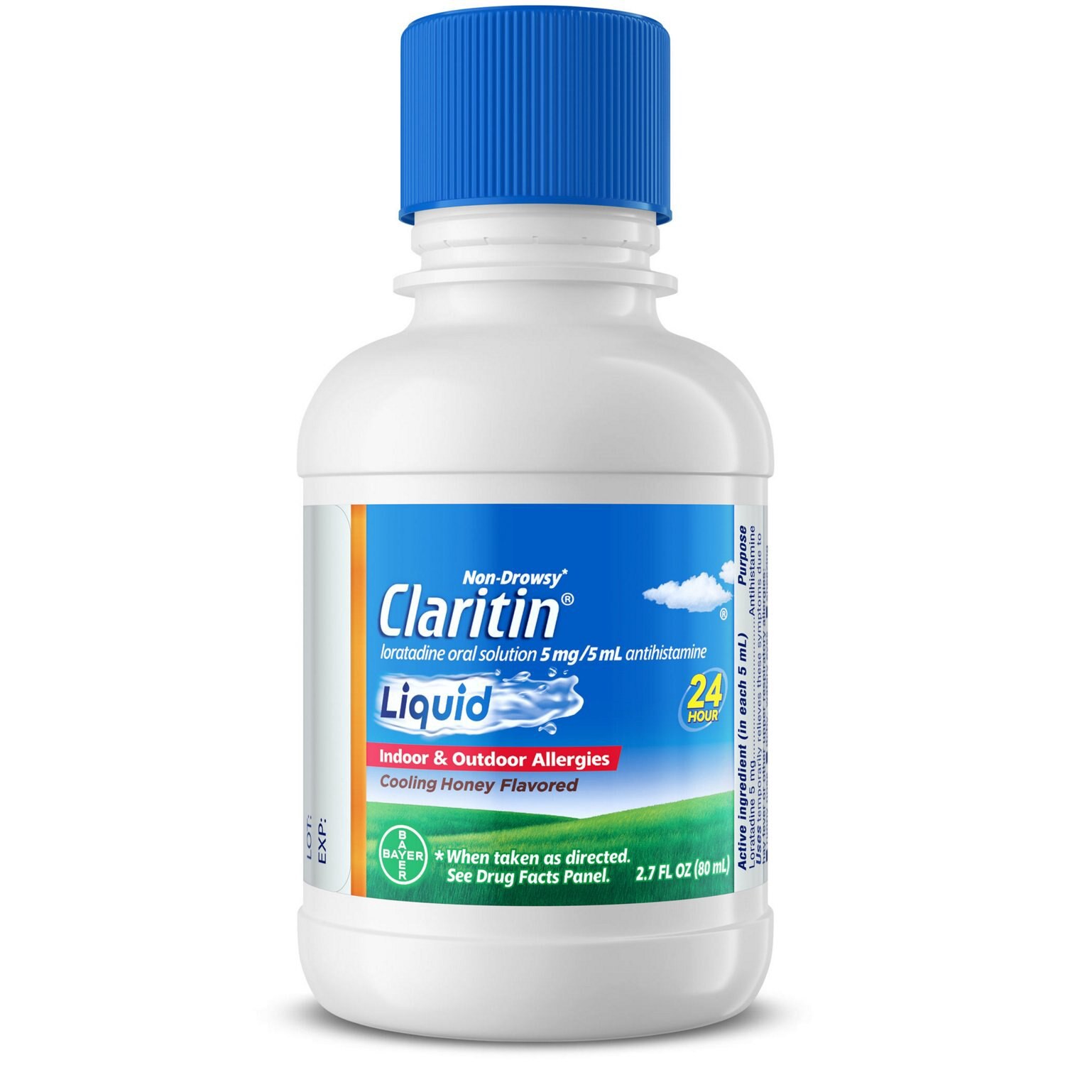 slide 4 of 8, Claritin Liquid Non-Drowsy Cooling Honey Flavored Indoor and Outdoor Allergies 2.7 fl oz, 2.7 fl oz