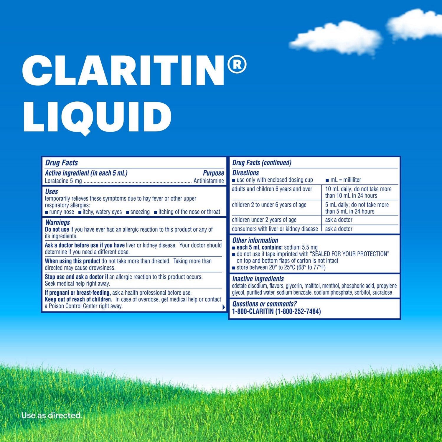 slide 2 of 8, Claritin Liquid Non-Drowsy Cooling Honey Flavored Indoor and Outdoor Allergies 2.7 fl oz, 2.7 fl oz