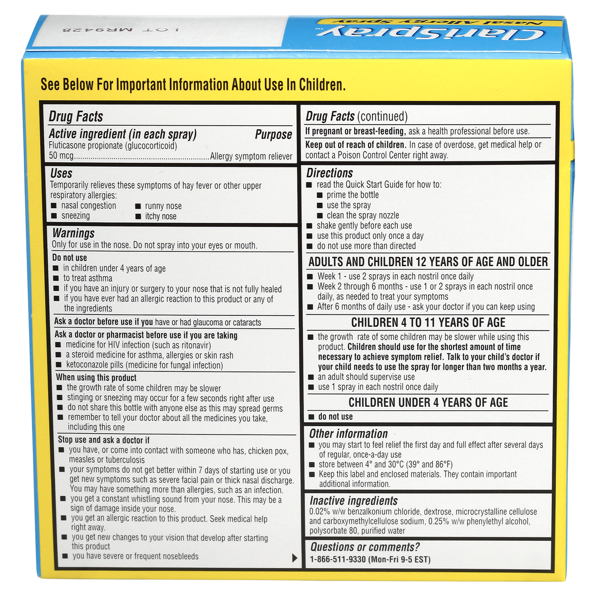 slide 7 of 8, Claritin Clarispray Nasal Allergy Spray Fluticasone 120 Sprays, 0.54 fl oz