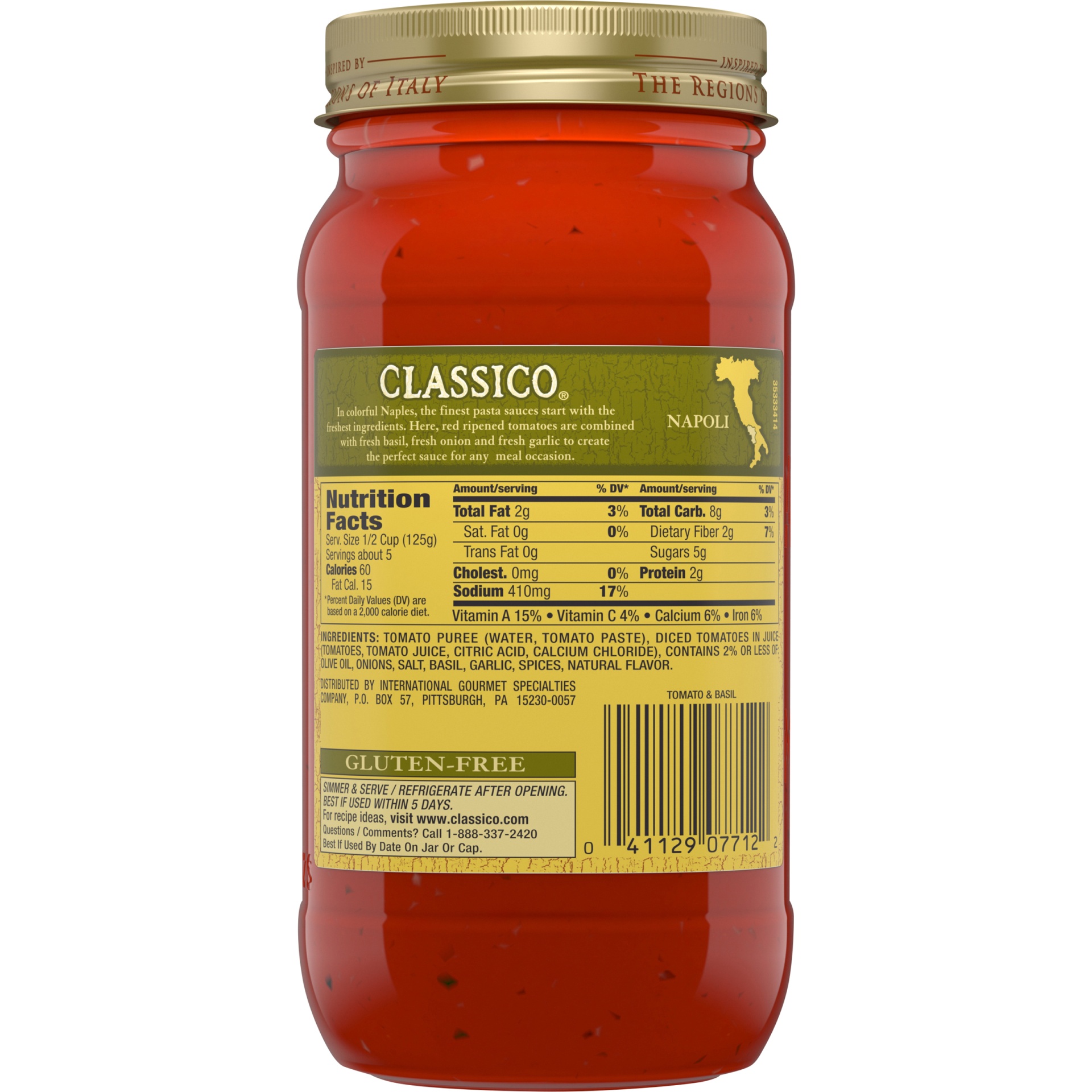 slide 7 of 9, Classico Tomato & Basil Pasta Sauce Jar, 24 oz