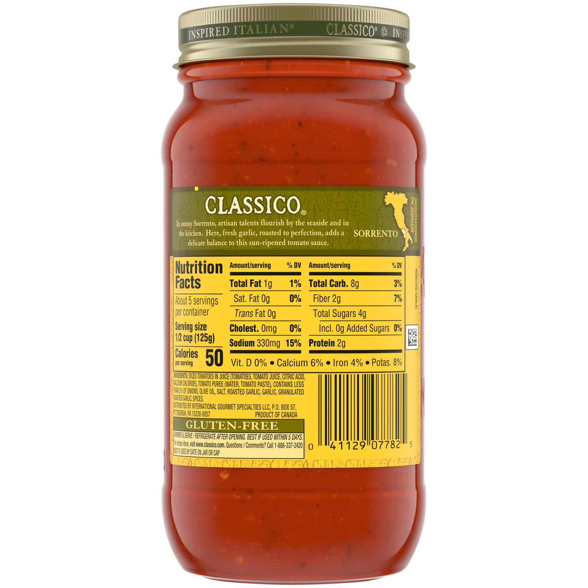 slide 8 of 10, Classico Roasted Garlic Pasta Sauce Jar, 24 oz