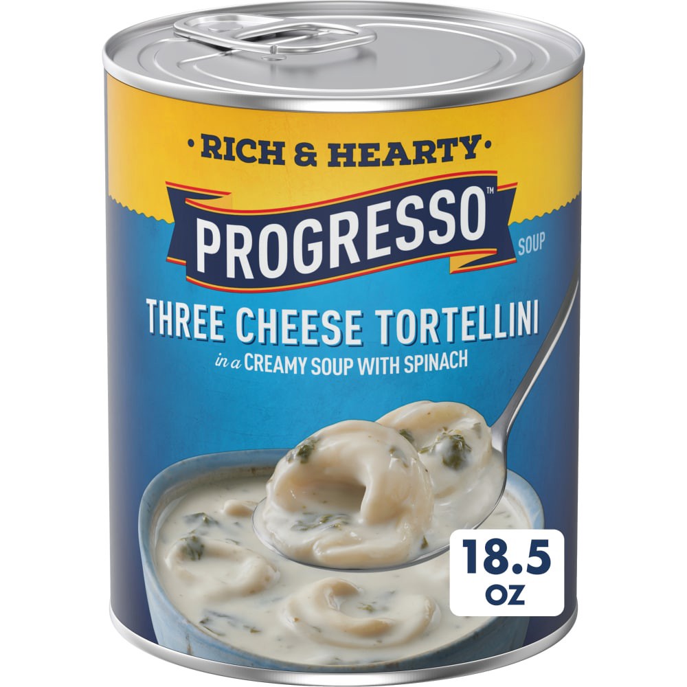 slide 2 of 6, Progresso Rich & Hearty, Three Cheese Tortellini in a Creamy Soup With Spinach, 18.5 oz., 18.5 oz