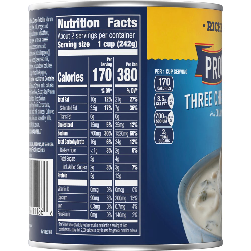 slide 3 of 6, Progresso Rich & Hearty, Three Cheese Tortellini in a Creamy Soup With Spinach, 18.5 oz., 18.5 oz