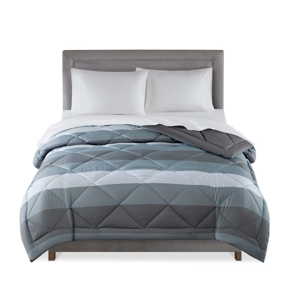 slide 1 of 1, Everyday Living Reversible Striped Comforter - Gray, queen/king