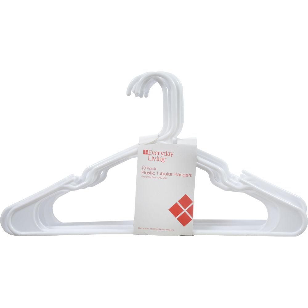 slide 1 of 1, Everyday Living Plastic Tubular Hangers - White, 10 ct