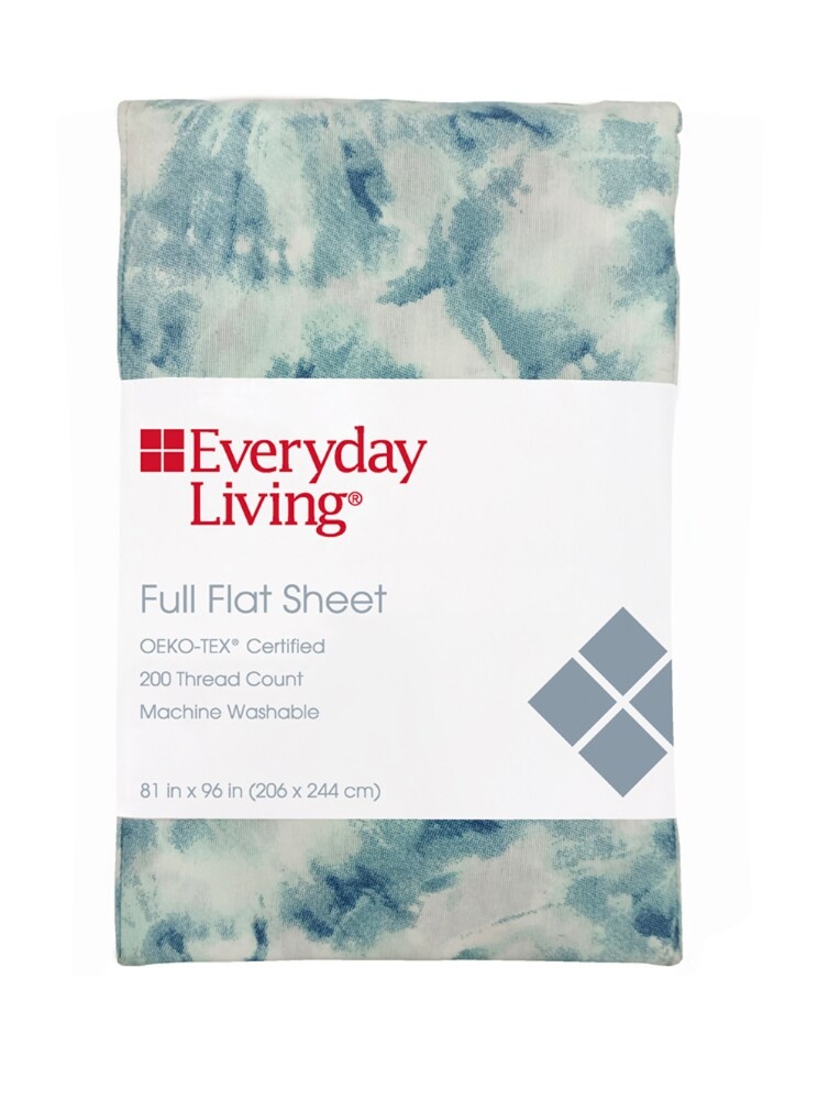 slide 1 of 1, Everyday Living 200 Thread Count Tie Dye Flat Sheet, Full Size