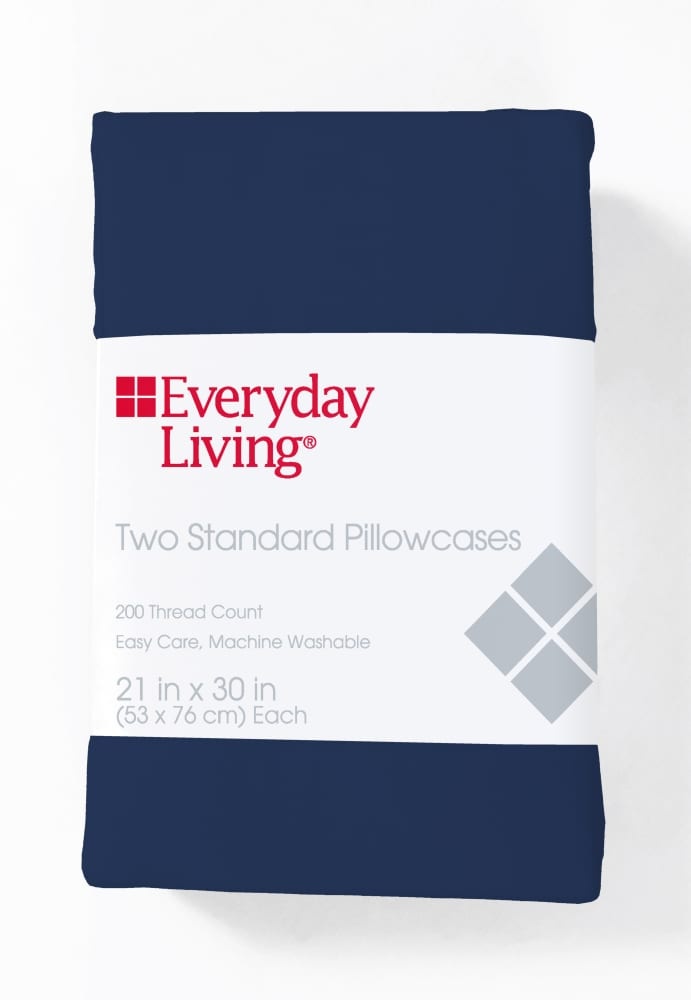slide 1 of 1, Everyday Living T200 Cotton/Polyester Pillow Case - Estate Blue, standard