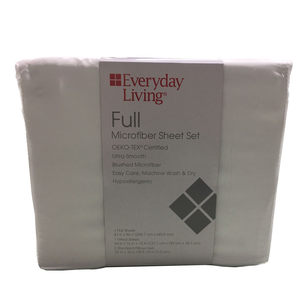 slide 3 of 3, Everyday Living Microfiber Sheet Set - 4 Piece - Bright White, Full Size