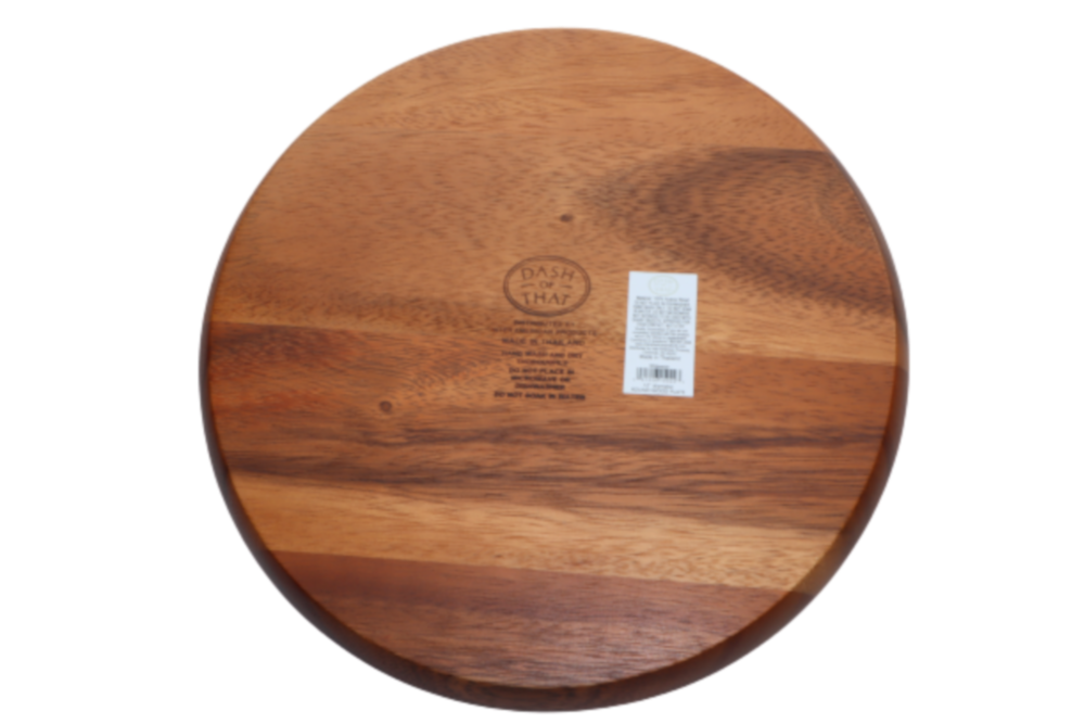 slide 2 of 2, Dash Of That Acacia Wood Round Plate, 12 in