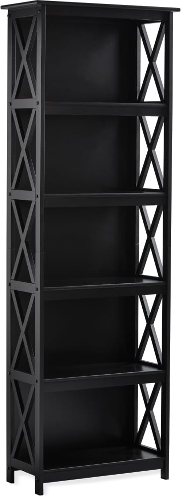 slide 1 of 1, El2 Wooden 6-Tier X-Frame Bookcase - Black, 27.5 in x 80 in