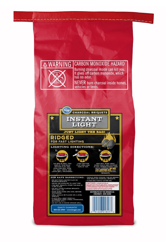 slide 3 of 3, Kroger Ridged Instant Light Charcoal Briquets, 3.3 lb