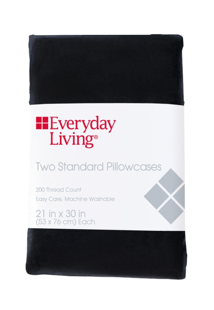 slide 2 of 2, Everyday Living 200 Thread Count Cotton/Polyester Pillow Cases - 2 Piece - Jet Black, 1 ct