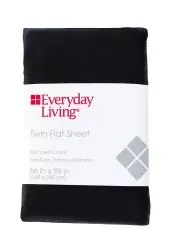 Everyday Living Cotton/Polyester 200 Thread Count Flat Sheet - Jet Black