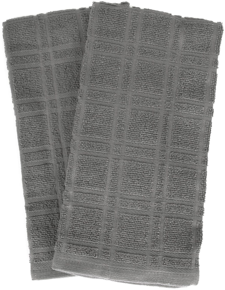 slide 1 of 1, Everyday Living Solid Waffle Kitchen Towels - Charcoal, 2 ct