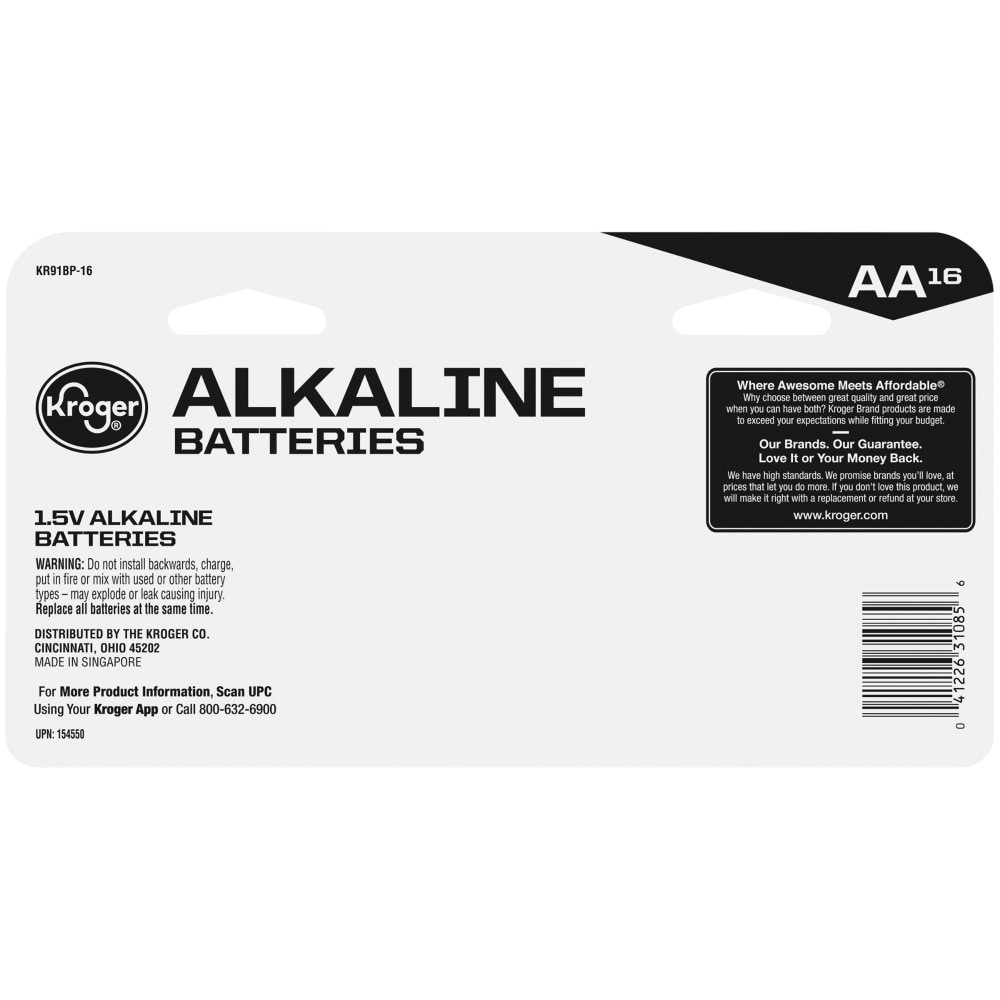 slide 2 of 2, Kroger Aa Alkaline Batteries, 16 ct