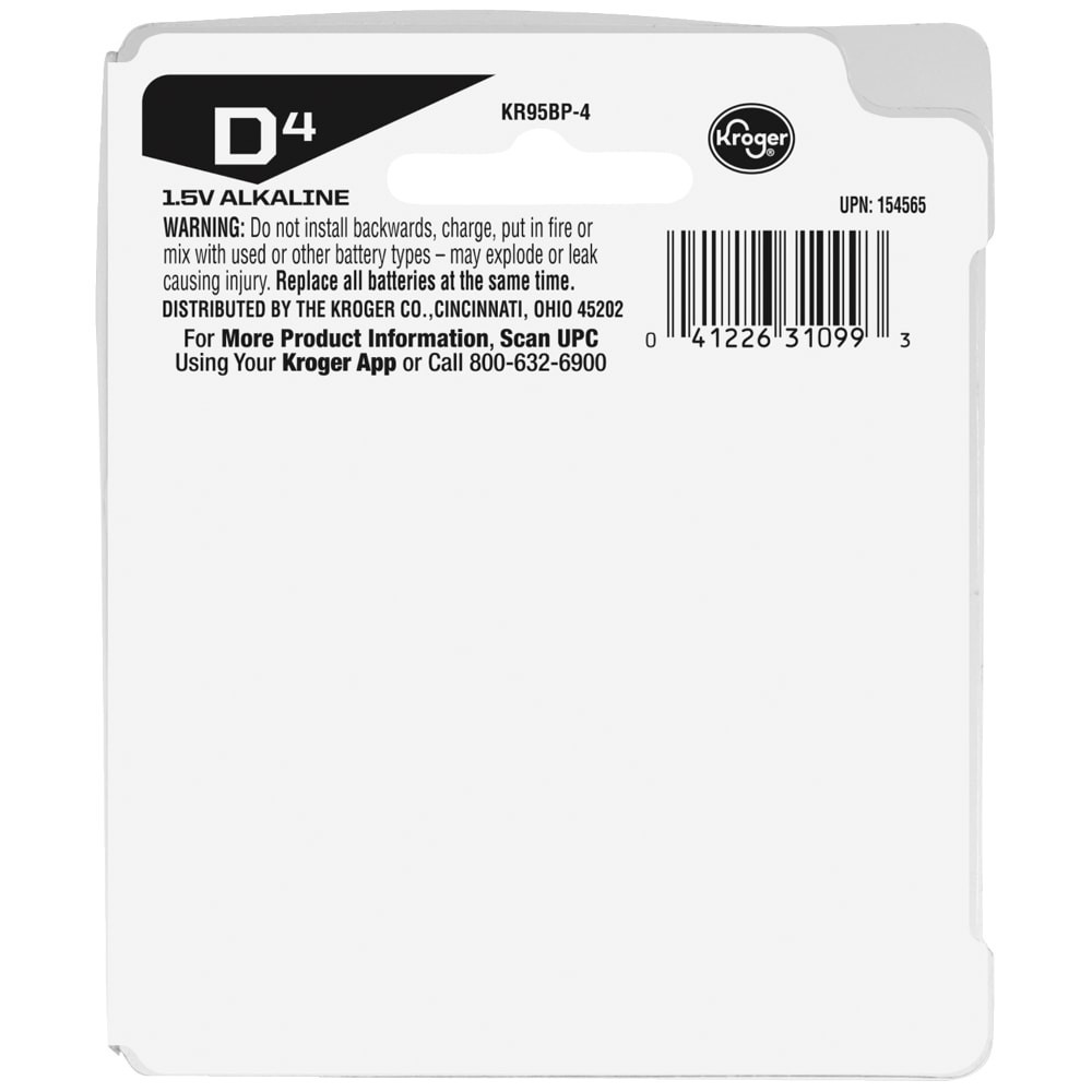 slide 2 of 2, Kroger D 1.5-Volt Alkaline Batteries, 4 ct