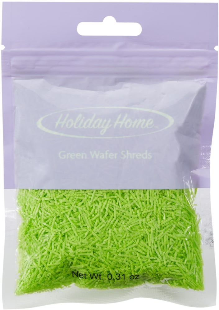 slide 1 of 1, Holiday Home Wafer Shred Topping - Green, 0.31 oz